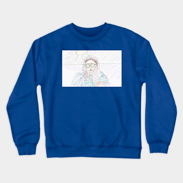 Doodled Girl With Glasses Crewneck Sweatshirt by Armun's